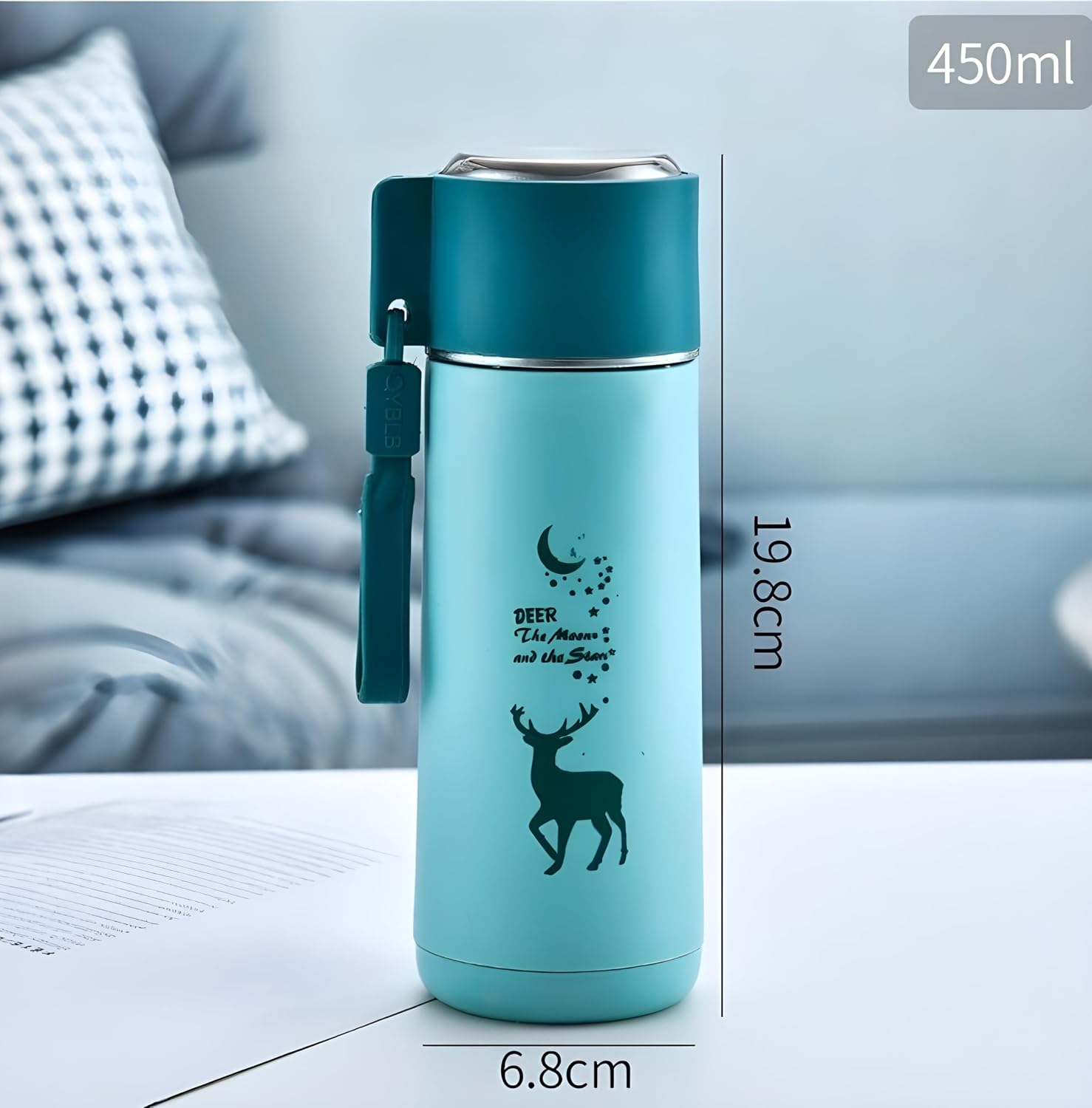 Cartoon Prints Glass Bottle for Kids Inner Glass and Outer Plastic 450Ml