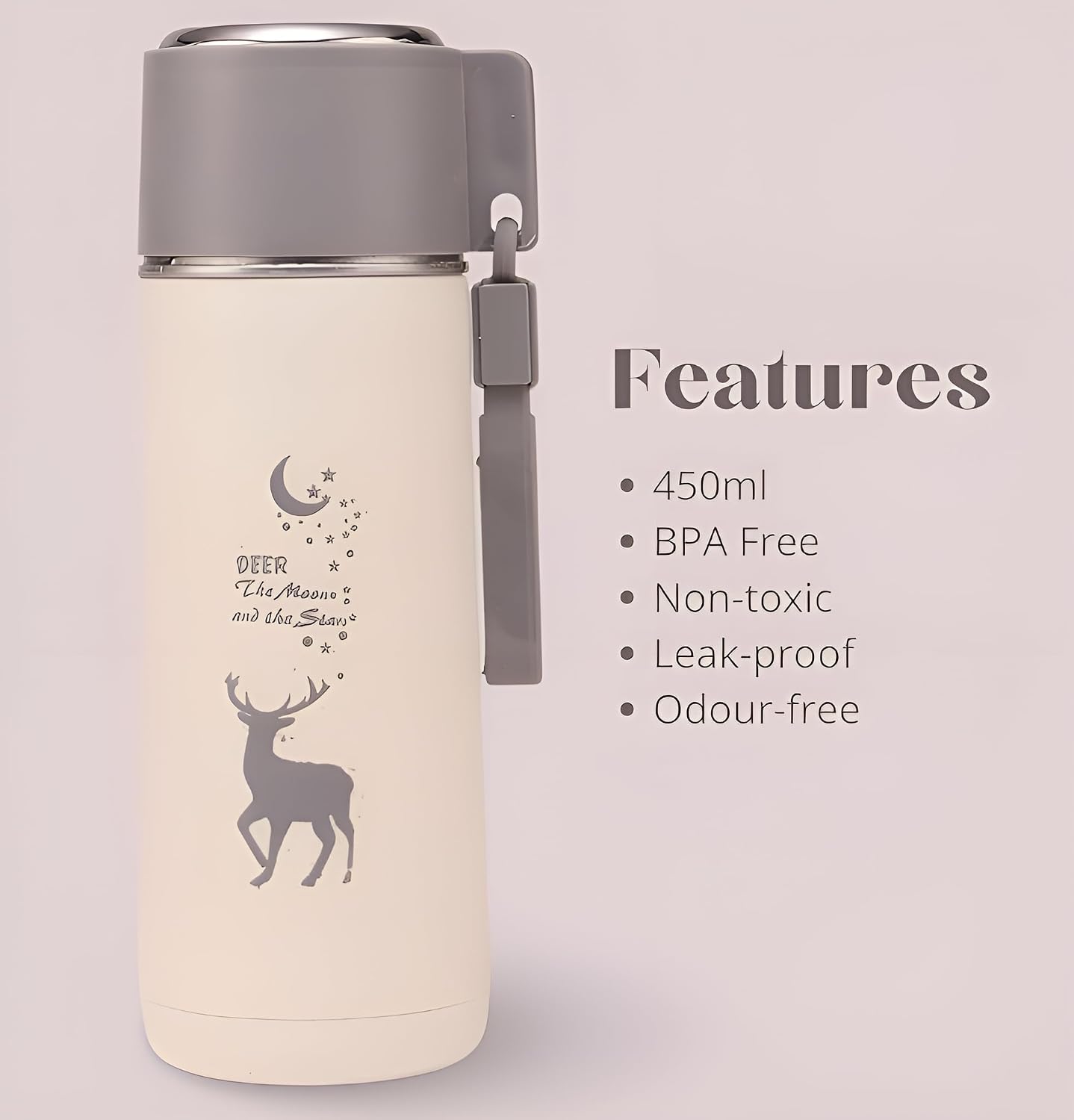 Cartoon Prints Glass Bottle for Kids Inner Glass and Outer Plastic 450Ml