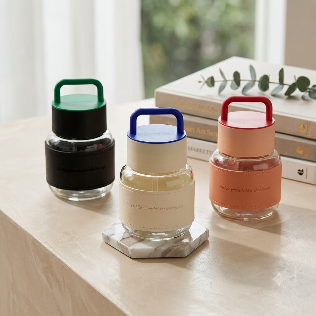 SIPPER MUG HANDLE LID AND LEATHER MSB-222