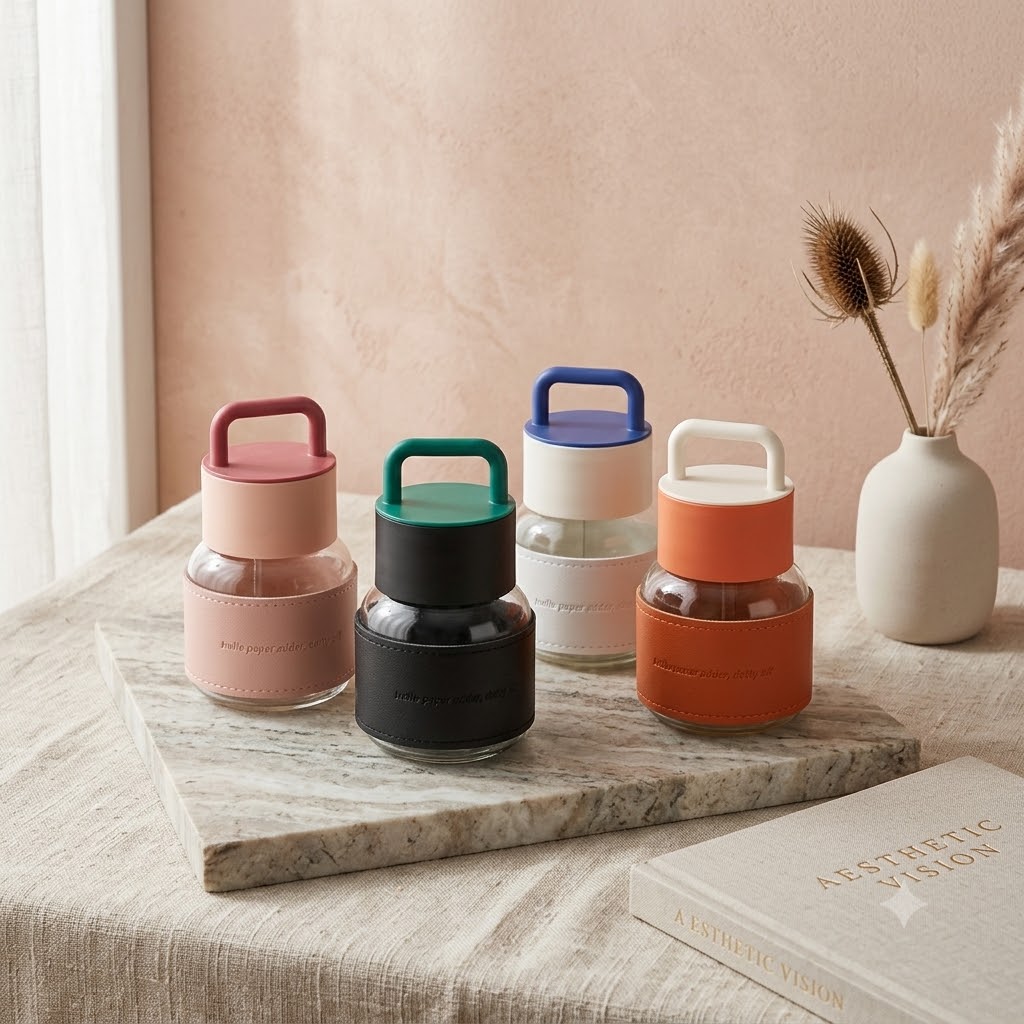 SIPPER MUG HANDLE LID AND LEATHER MSB-222