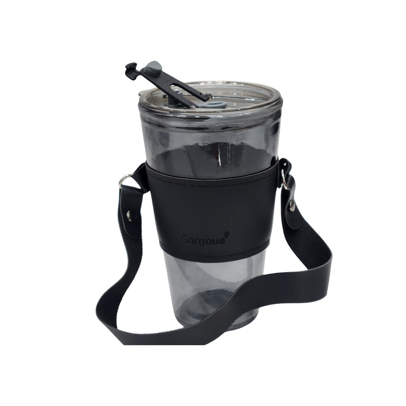 LETHER DOUBLE DRINKING BLACK BIG BELT 450ML 23206 | MSB-123
