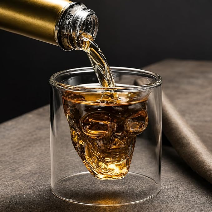DOUBLE WAll SUKLL WHISKY GLASS 325ML 1PCS SET