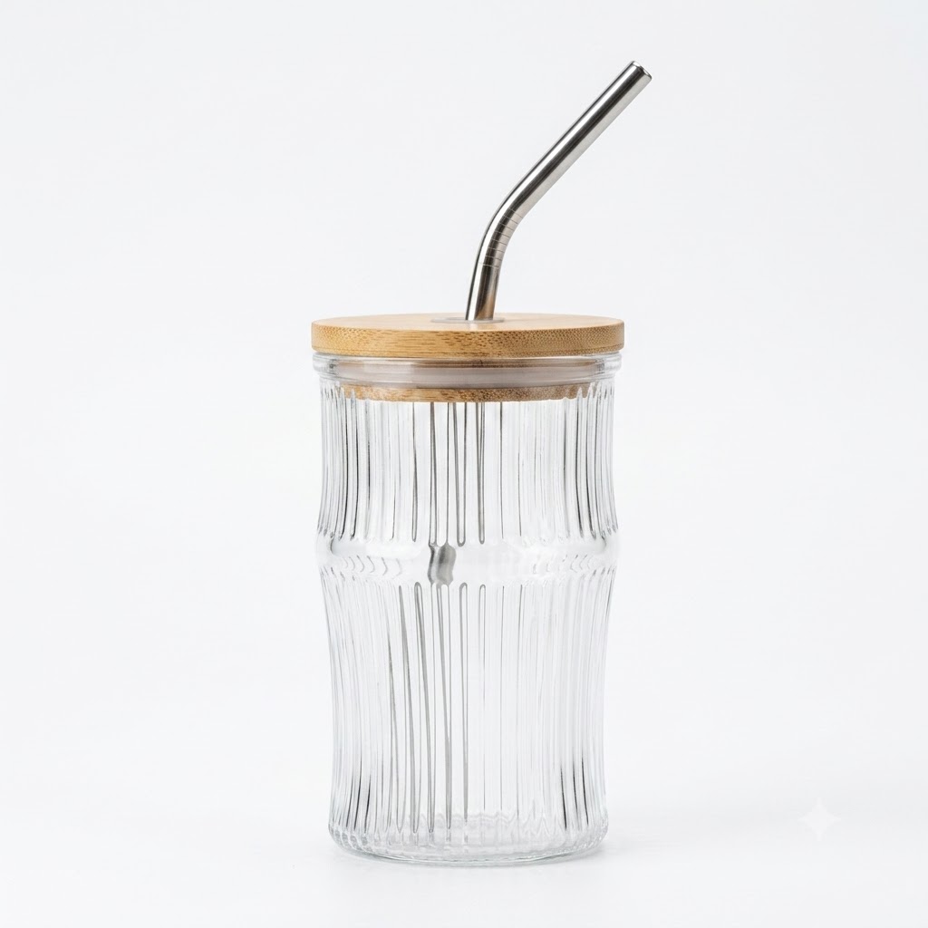 MASON CAN LINING WOODEN LID STRAW