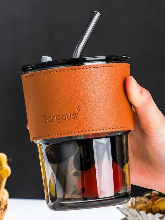 LEATHER MUG 400ML BLACK HEAVY LID SMALL