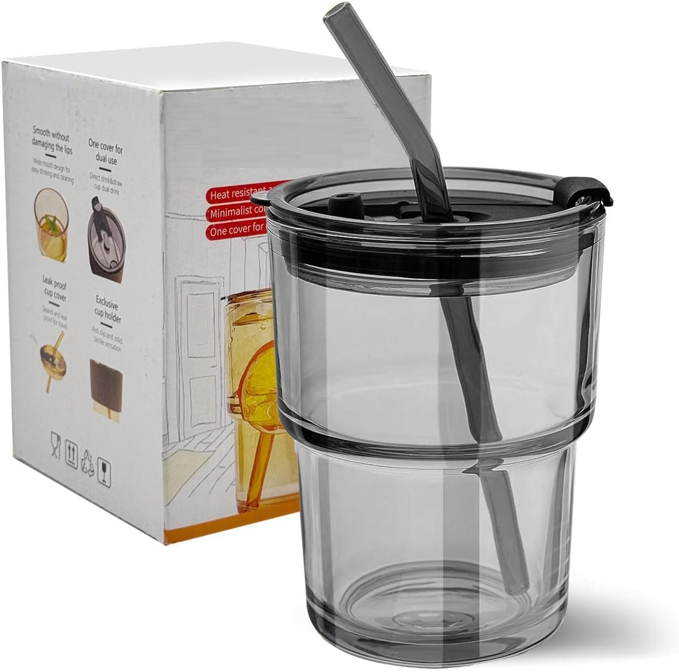 LEATHER MUG 400ML BLACK HEAVY LID SMALL