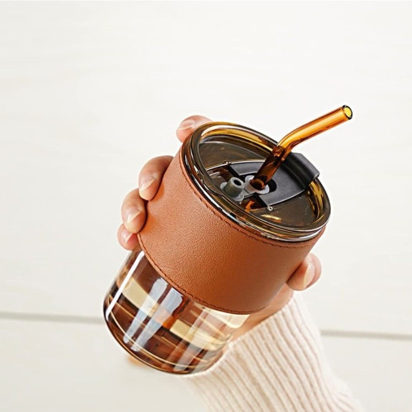 LEATHER MUG 400ML BROWN HEAVY LID SMALL