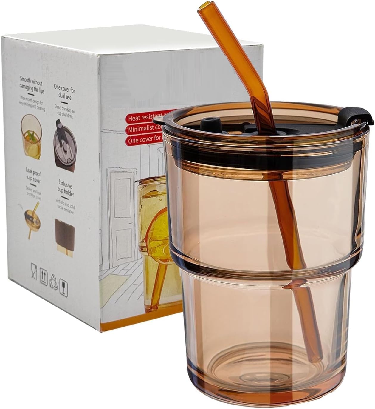 LEATHER MUG 400ML BROWN HEAVY LID SMALL