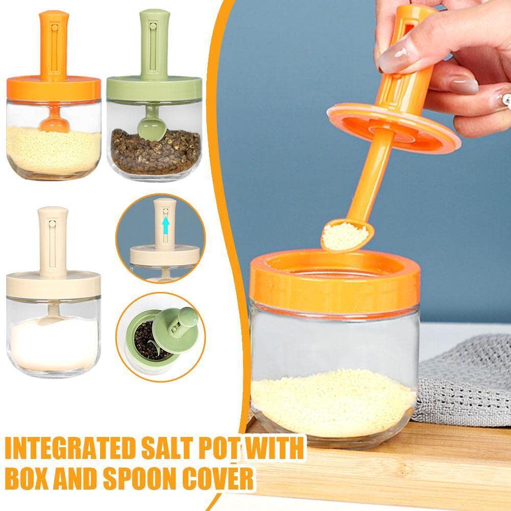 SEASONING SPOON JAR, AIRTIGHT LID JAR STORAGE CONTAINER 300ML