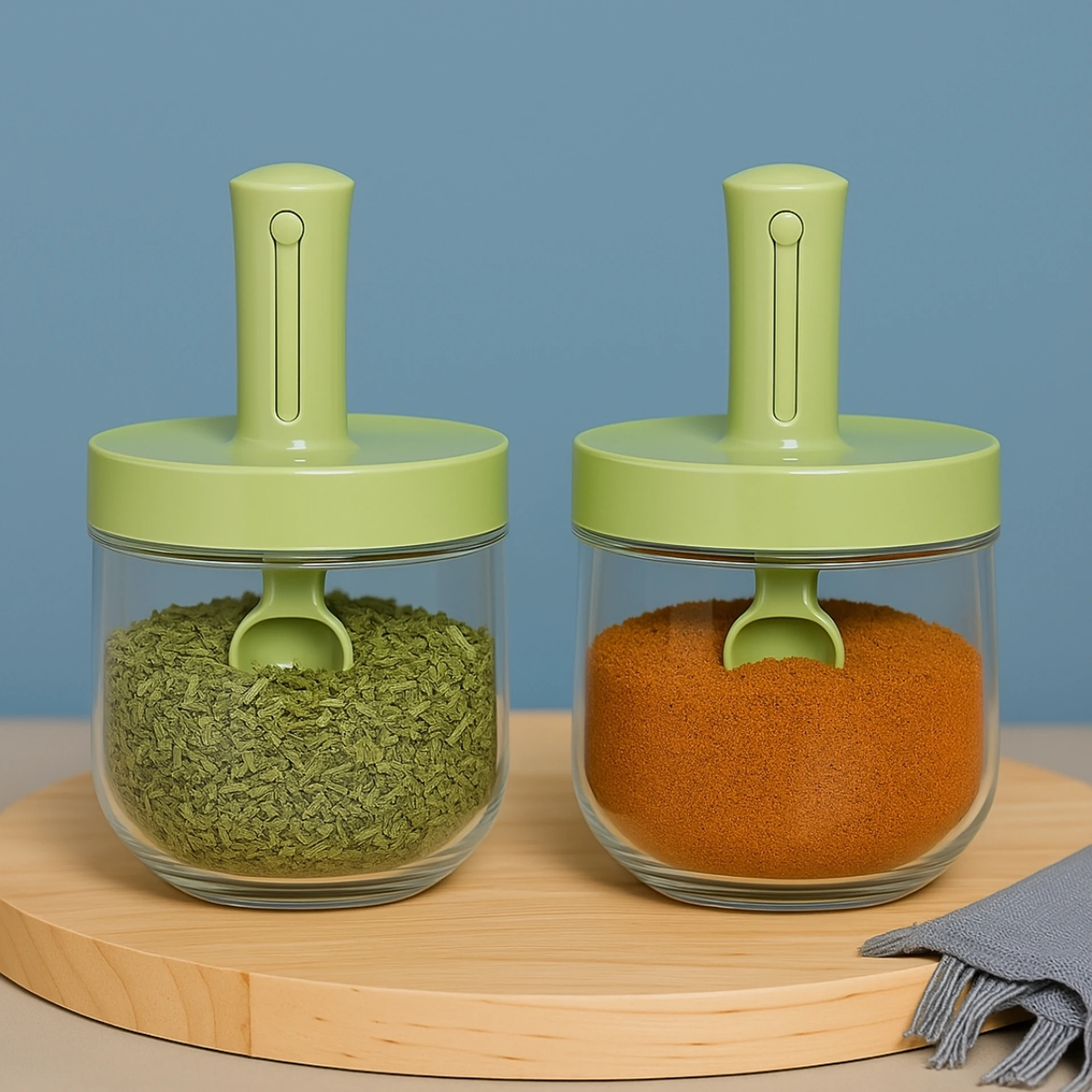 SEASONING SPOON JAR, AIRTIGHT LID JAR STORAGE CONTAINER 300ML