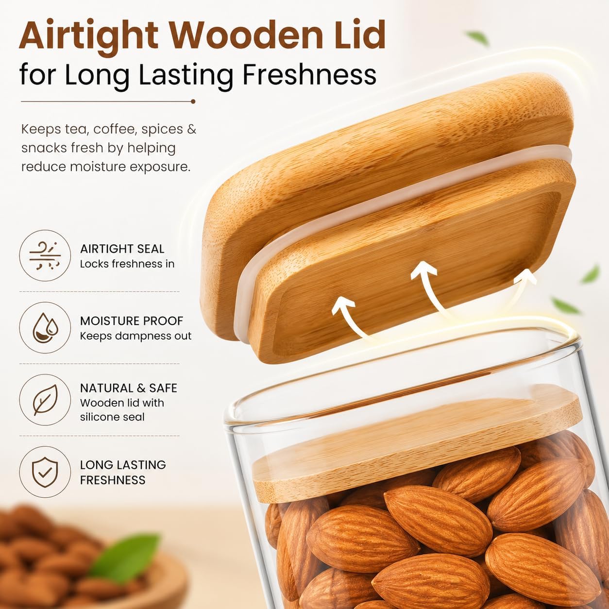 WOODEN LID JAR SQUARE 230ML 1PCS SMG-12