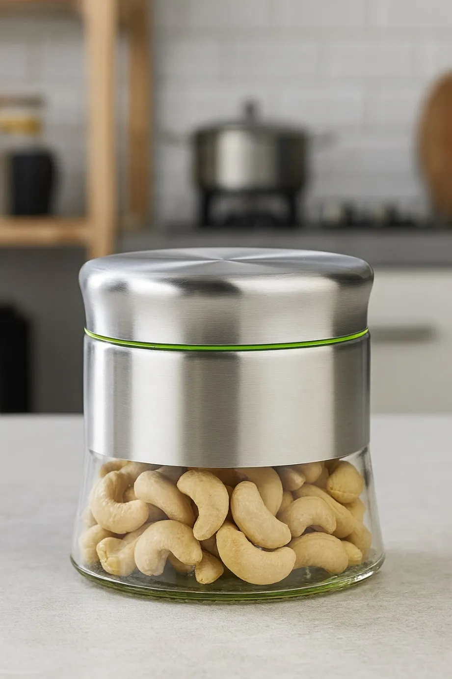GLASS JAR WITH STEEL COVER 350ML BOX PACK  H4082-3