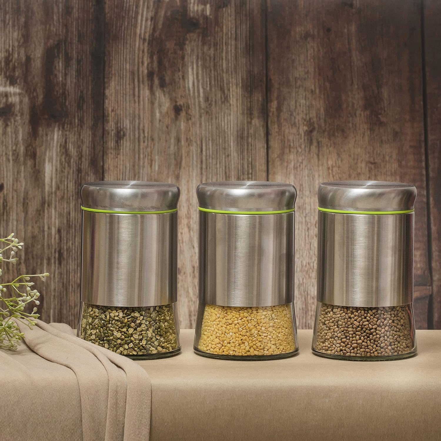 GLASS JAR WITH STEEL COVER 550ML BOX PACK H4082-2