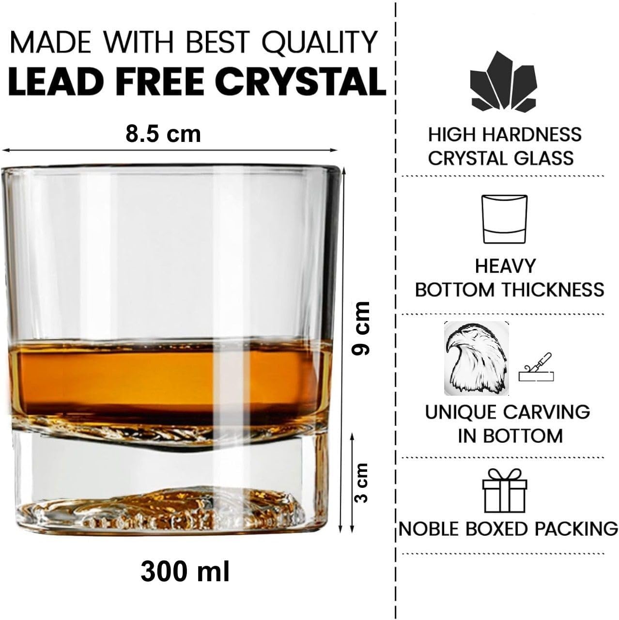 EAGLE BOTTOM WHISKY GLASS 300ML
