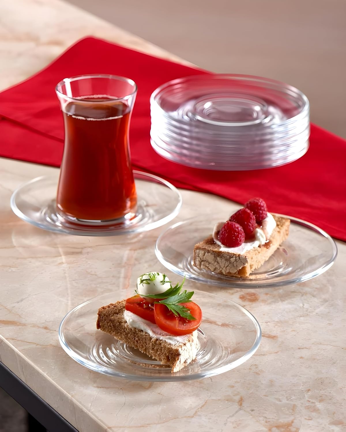 GLASS SAUCER 6PCS Y-7011