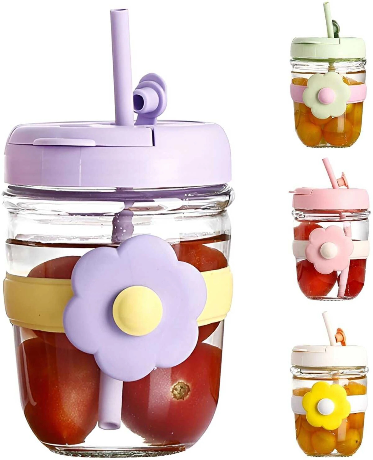 Glass Tumbler with Lid & Straw - 300ml MSB-172