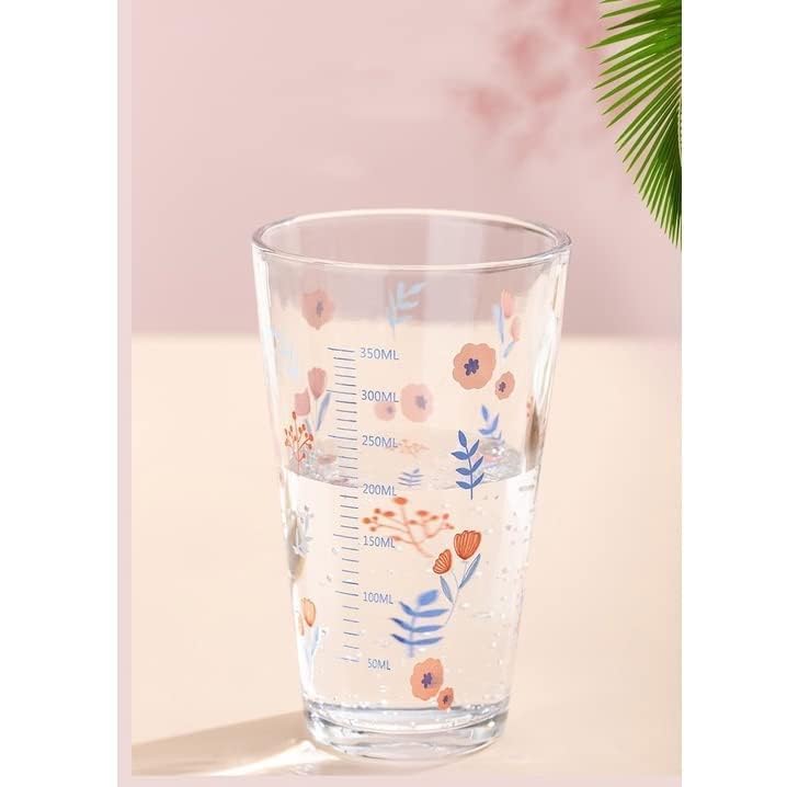PRINTED SIPPER WITH STRAW & LID 450ML TRANSPARENT AY-1018-1-E-FLOWER