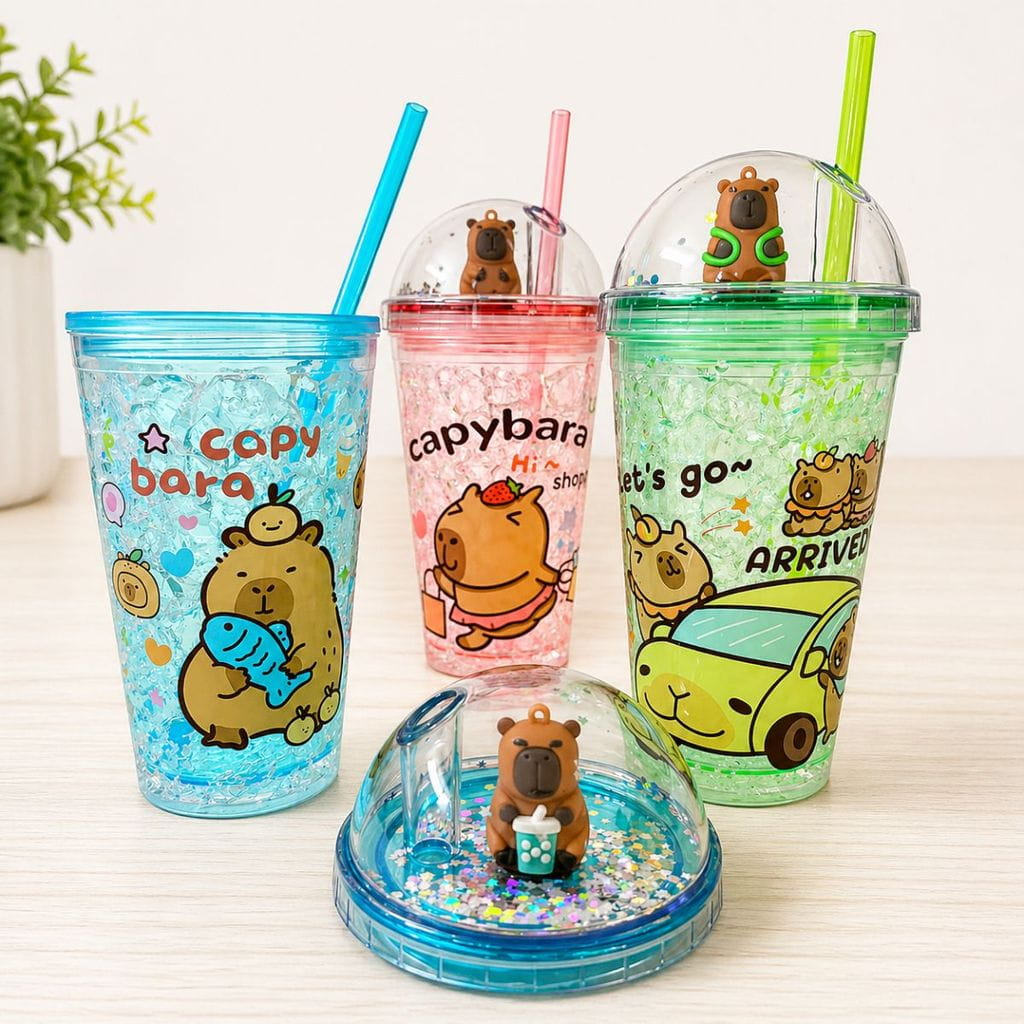 SIPPER TUMBLER 450 ML WITH STRAW AND LID MIX COL