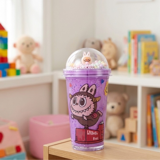 SIPPER TUMBLER 450 ML WITH STRAW AND LID MIX COL  KET-8