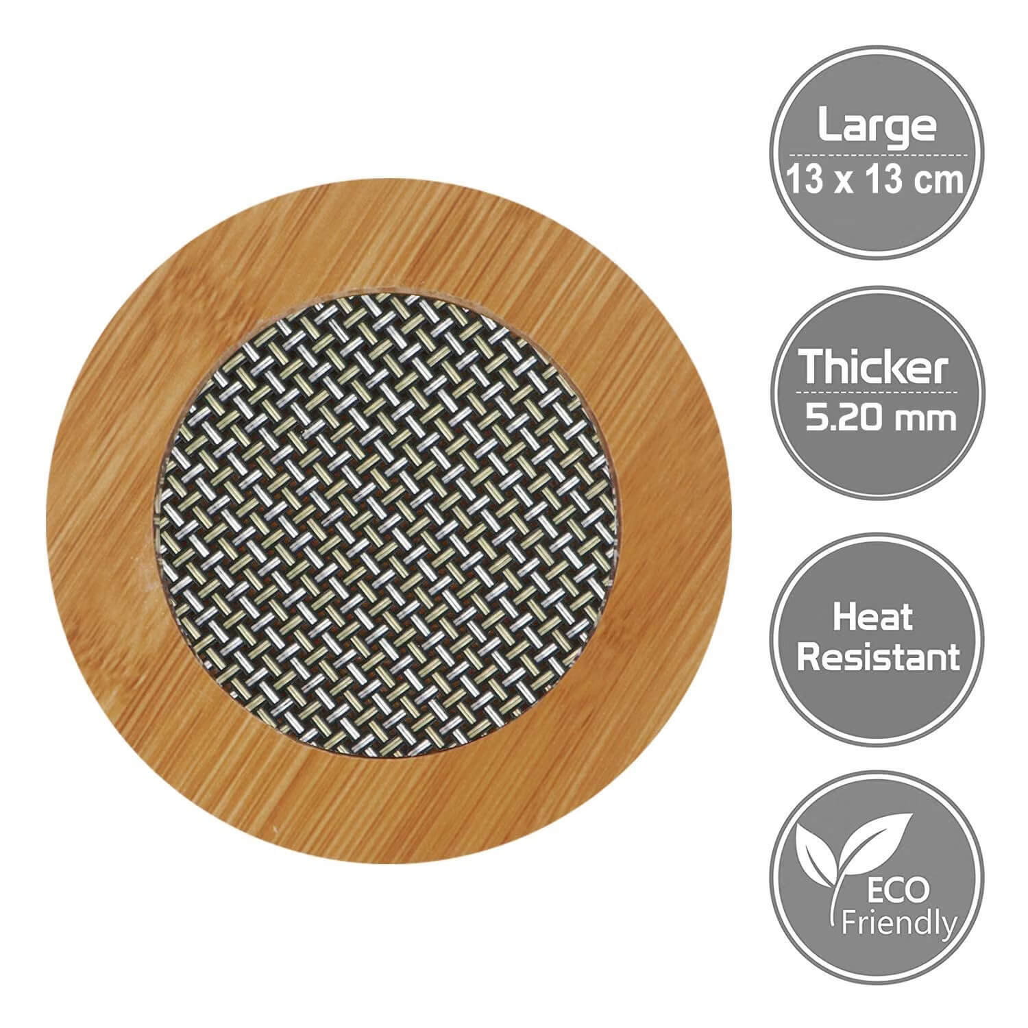 Eco-Friendly Bamboo Wooden Coasters With Stand 6PIC