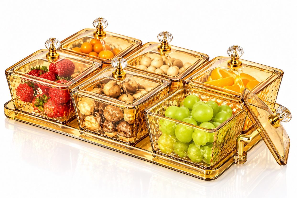6 PCS PLASTIC CANDY ON TRAY IN COL