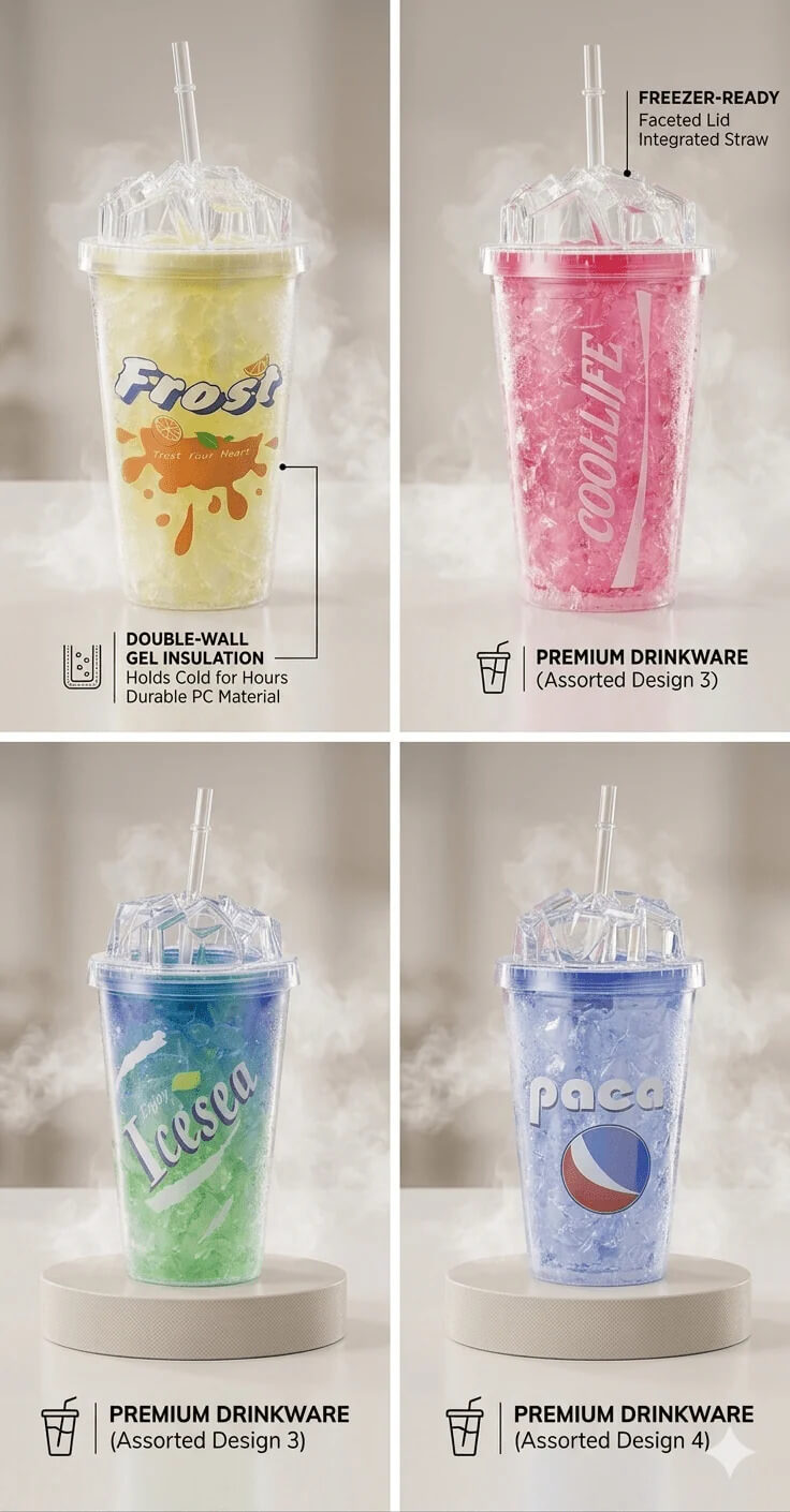 Icy Gel Double-Wall Insulated Freezer Tumblers  450 ML