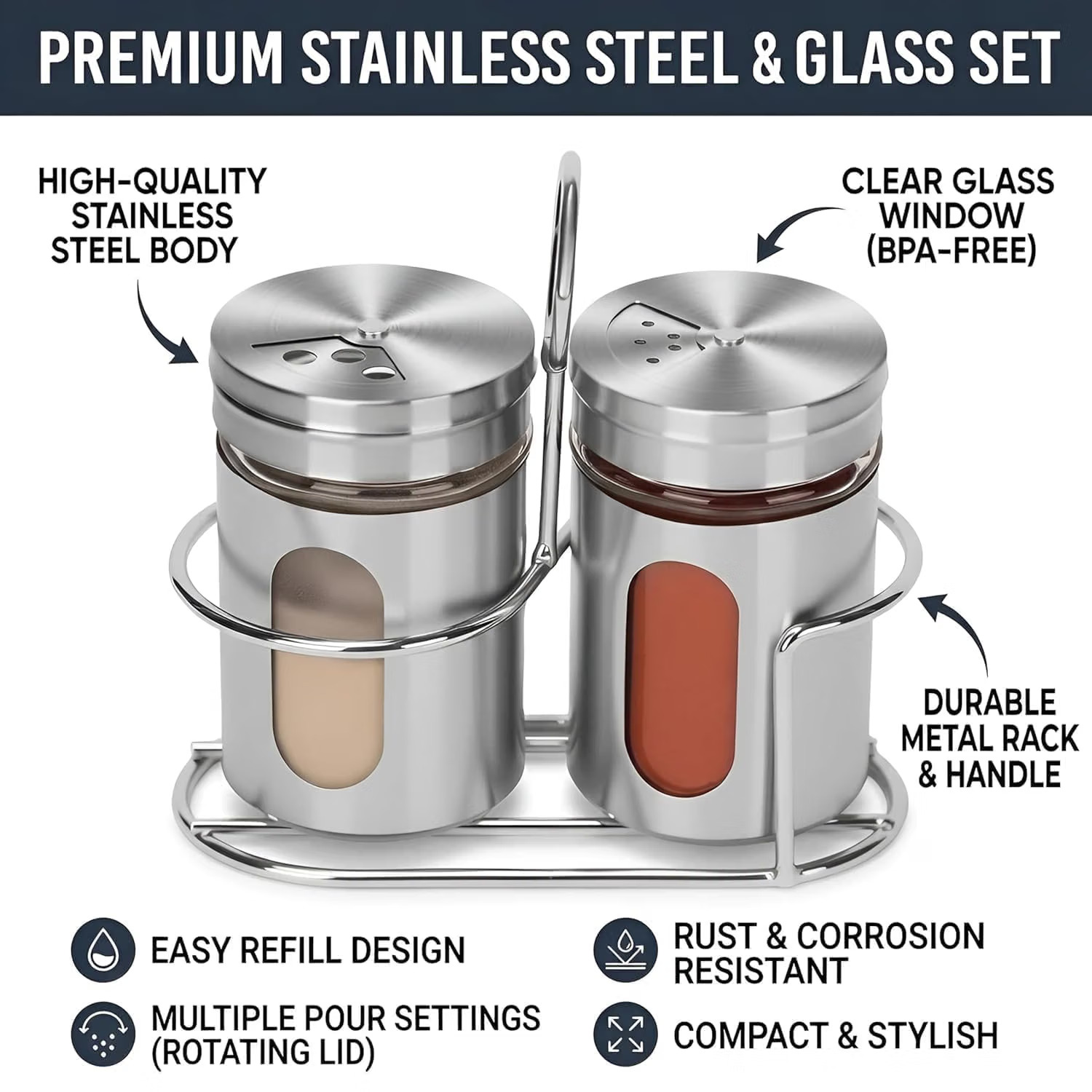 GLASS SPICE JAR2 2PCS SET MSb-162