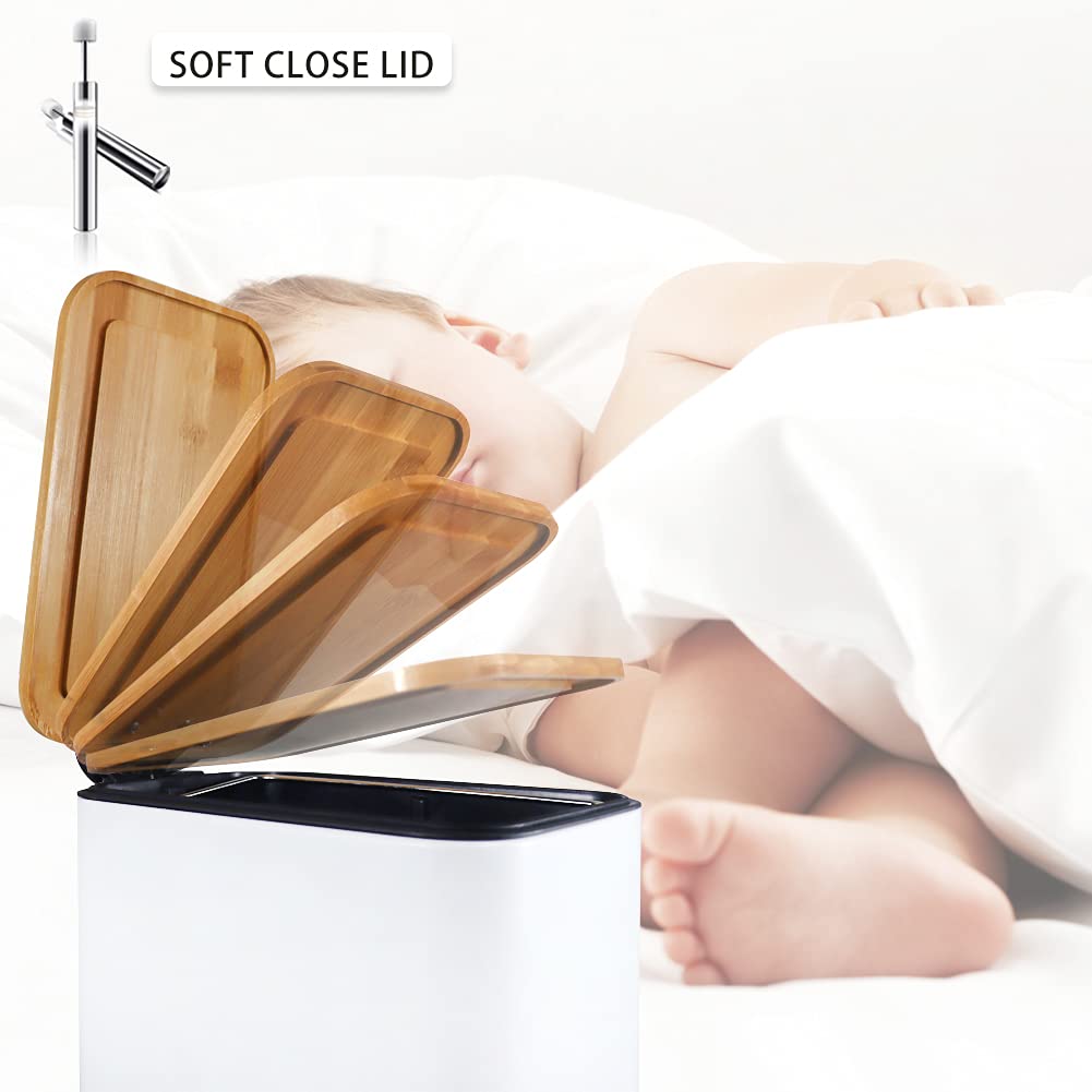 Stainless Steel & Matte Finish Slim Waste Basket with Soft-Step Foot Pedal DDSTSQR-88