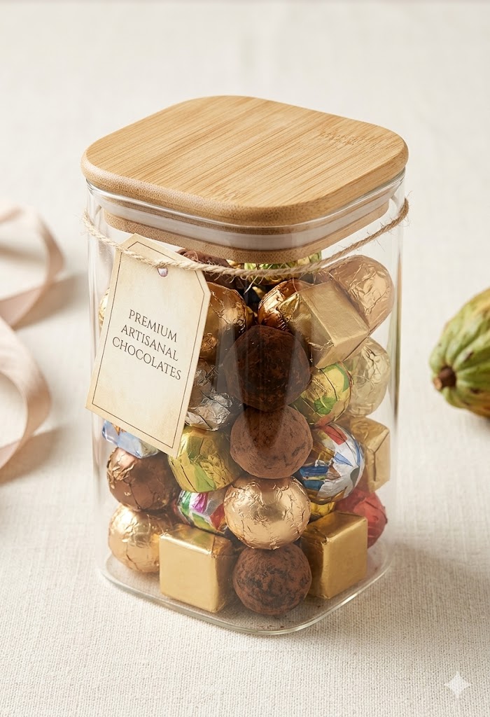 WOODEN LID JAR SQUARE 230ML 1PCS 21780