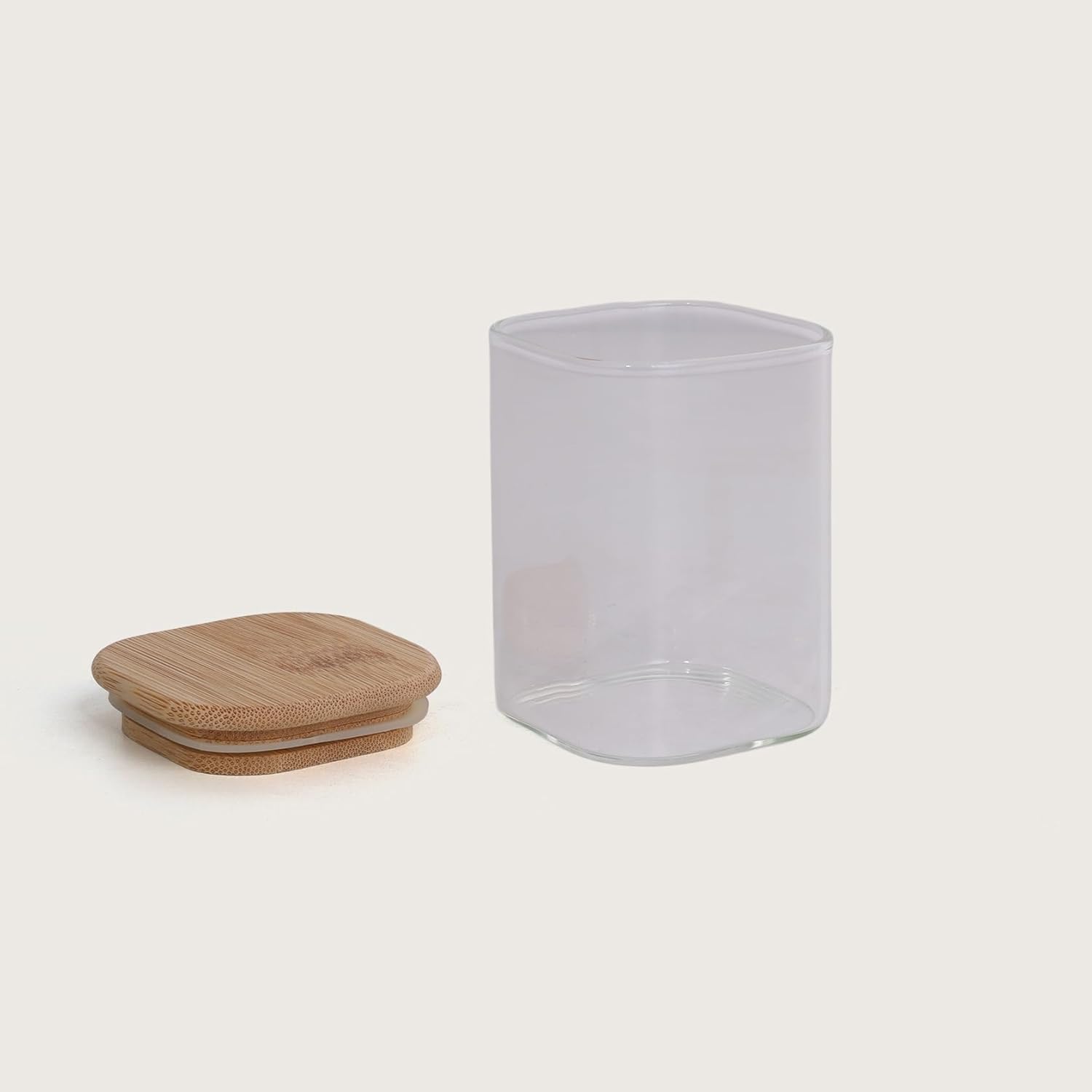 WOODEN LID JAR SQUARE 230ML 1PCS 21780