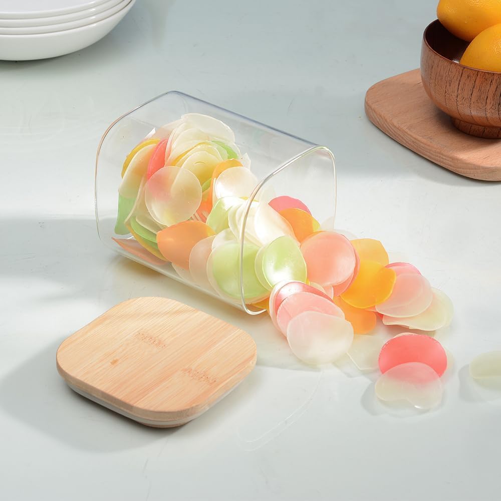 WOODEN LID JAR SQUARE 230ML 1PCS 21780