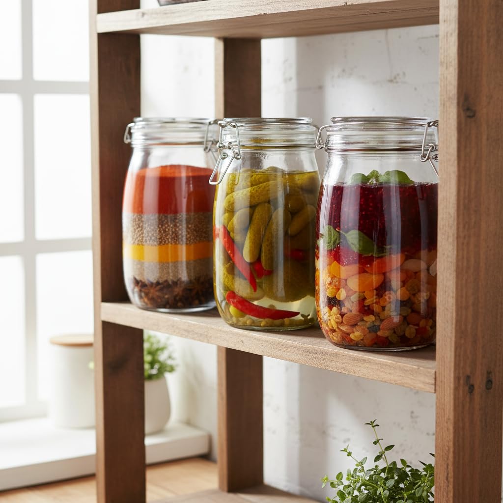 SWING CAP ROUND JAR 1LTR BOX PACK  23080 I GDN03-2