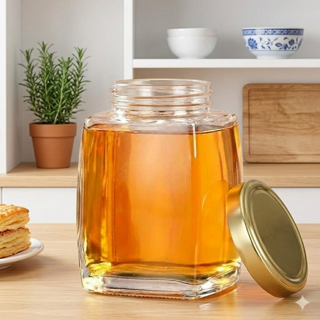 300ML FRUITY JAR BLACK ,GOLDEN, BLUE CHECK  LID 22967