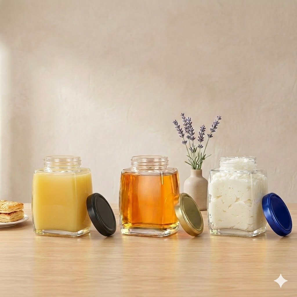 300ML FRUITY JAR BLACK ,GOLDEN, BLUE CHECK  LID 22967