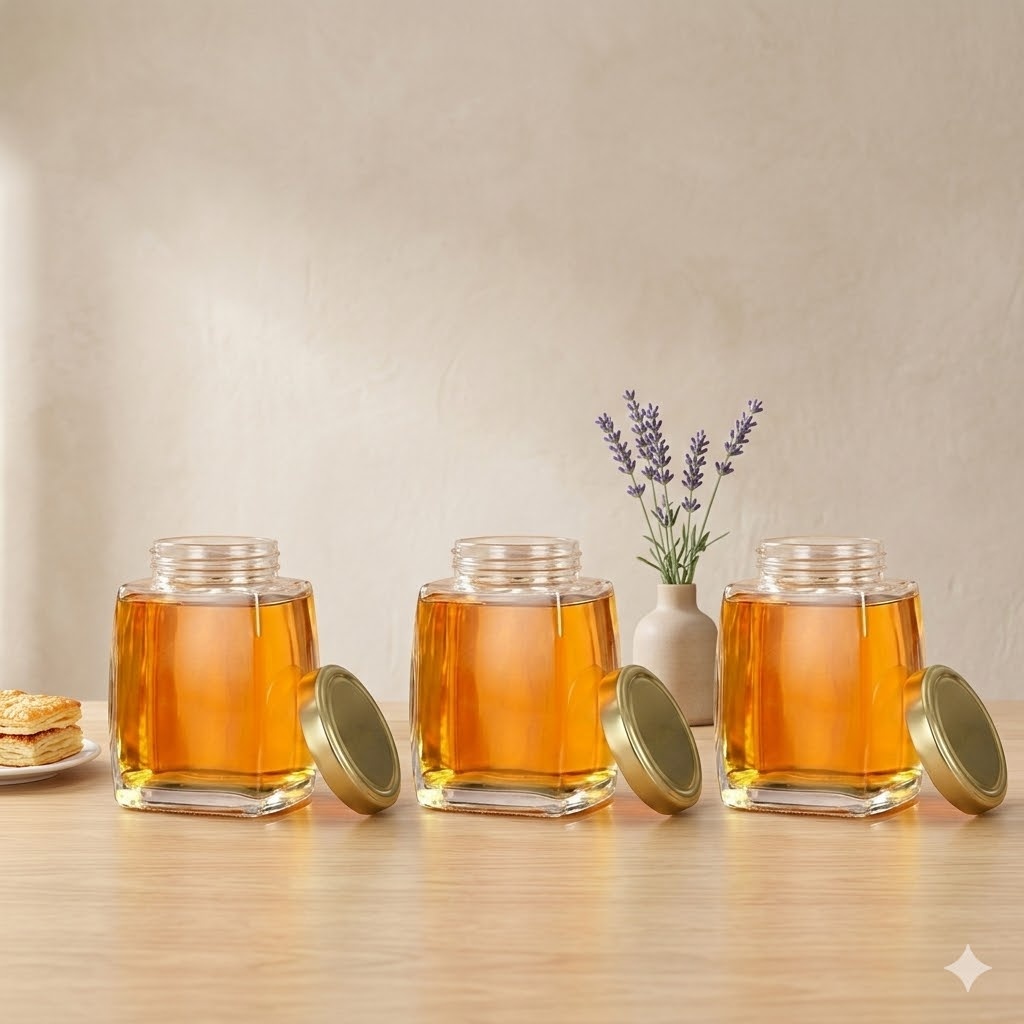 300ML FRUITY JAR BLACK ,GOLDEN, BLUE CHECK  LID 22967