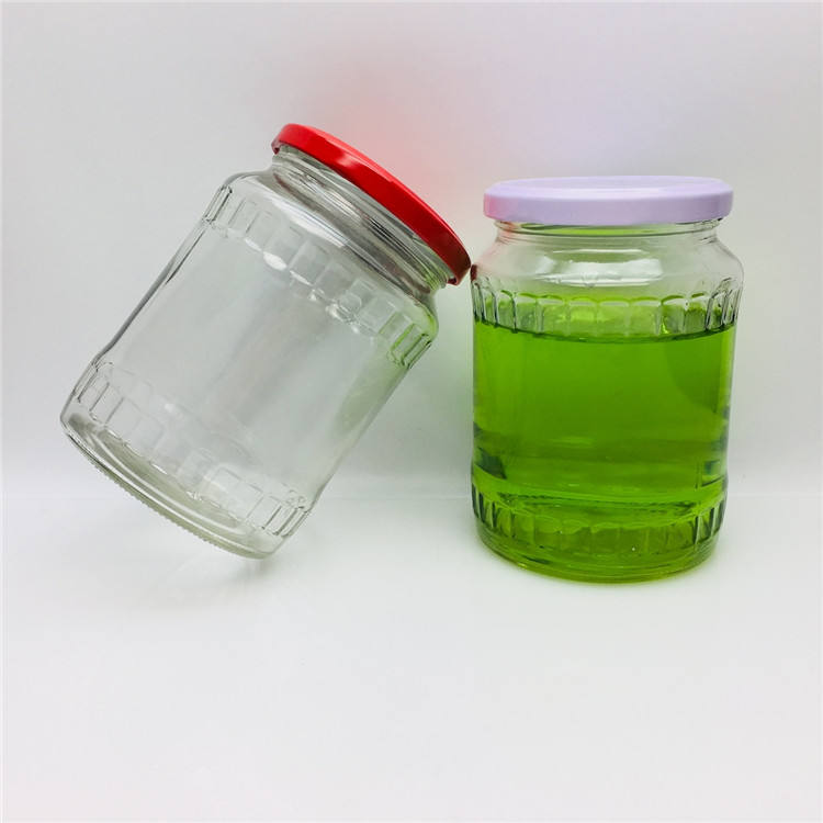 370ML FLUTED JAR BLACK ,GOLDEN, BLUE CHECK  LID 22963