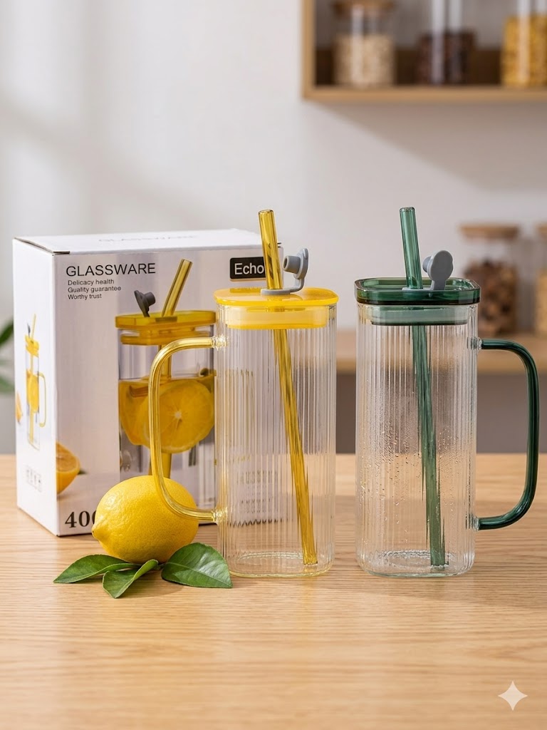 GLASS DRINKING MASON JAR LINNIG 400ML 2PCS 23159 | SPB70-L2-PP