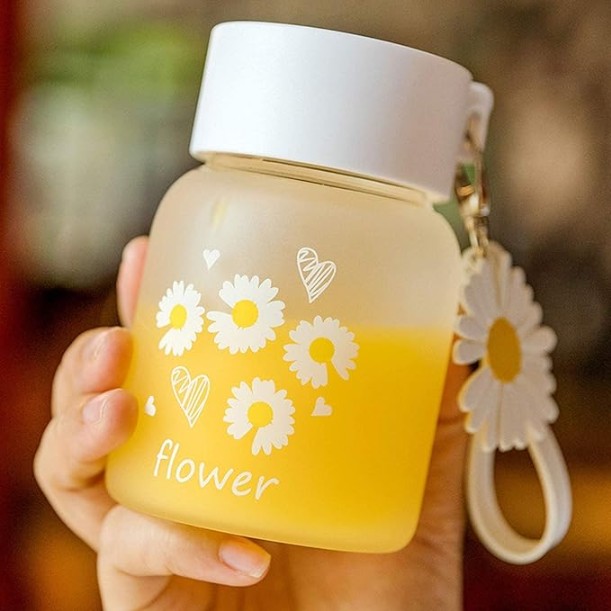 SIPPER BOTTLE DAISY CUP FLOWER 350ML 22626 |VX-36