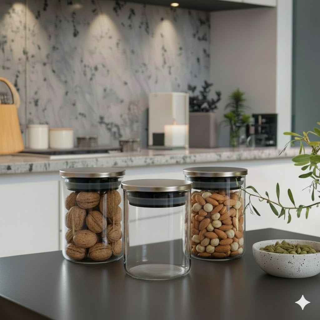STEEL LID JAR ROUND 220ML 3 PCS SET  22985 I WD10-220-L3-SS