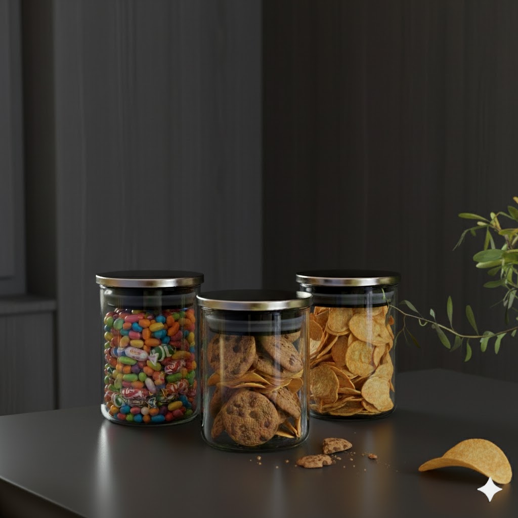 STEEL LID JAR ROUND 220ML 3 PCS SET  22985 I WD10-220-L3-SS