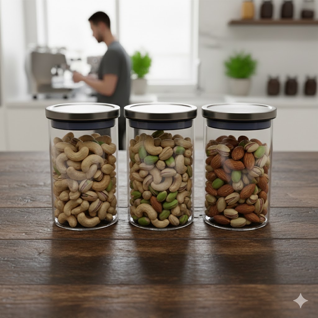STEEL LID JAR ROUND  270ML 3PCS SET  22986 I WD10-270-L3-SS