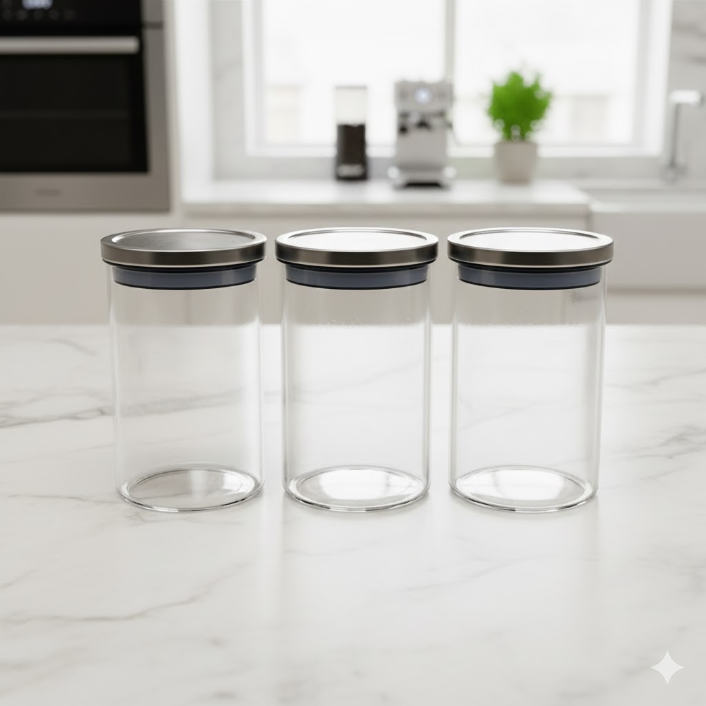 STEEL LID JAR ROUND  270ML 3PCS SET  22986 I WD10-270-L3-SS
