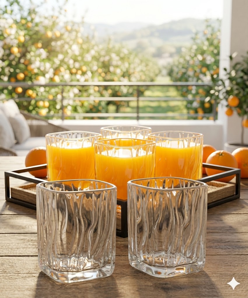 DELI JUICE GLASS SQUARE 200ML 6 PCS SET  23096 I TKB6002A