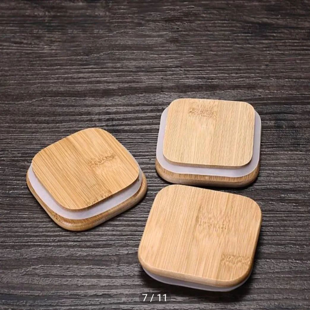 WOODEN LID JAR SQUARE 230ML 3PCS 23154 | WD16-230-L3