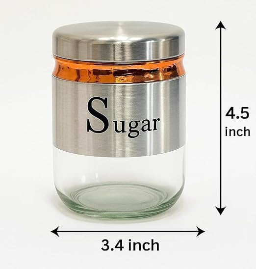 TEA COFFEE SUGER SS JAR 350ML 3 PCS SET   22876 | H4228-4-3-SS