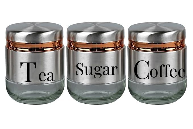 TEA COFFEE SUGER SS JAR 350ML 3 PCS SET   22876 | H4228-4-3-SS