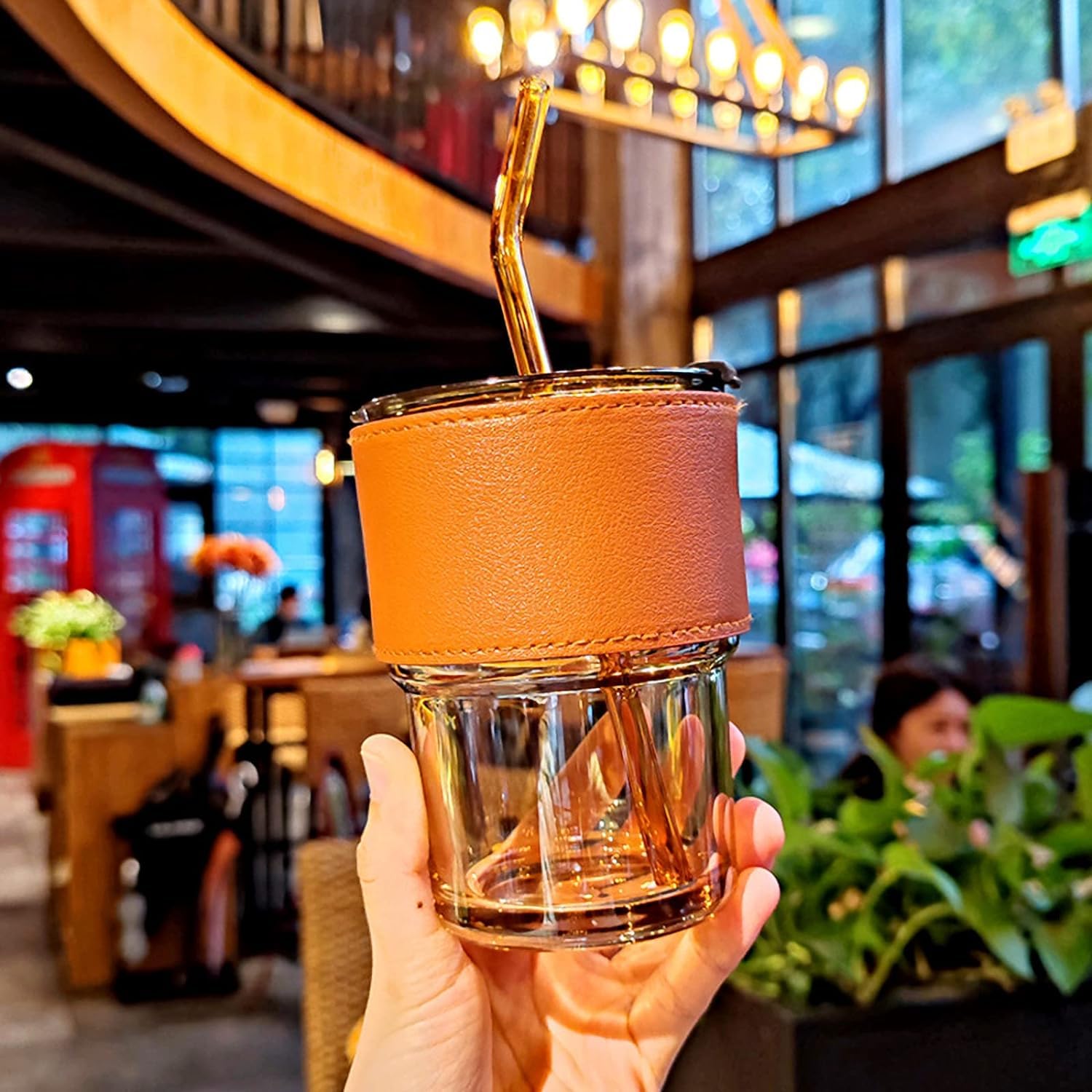 LEATHER  MUG 400ML BROWN HEAVY LID SMALL  22868