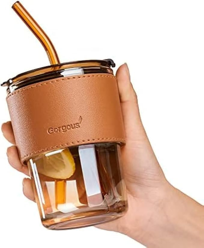 LEATHER  MUG 400ML BROWN HEAVY LID SMALL  22868