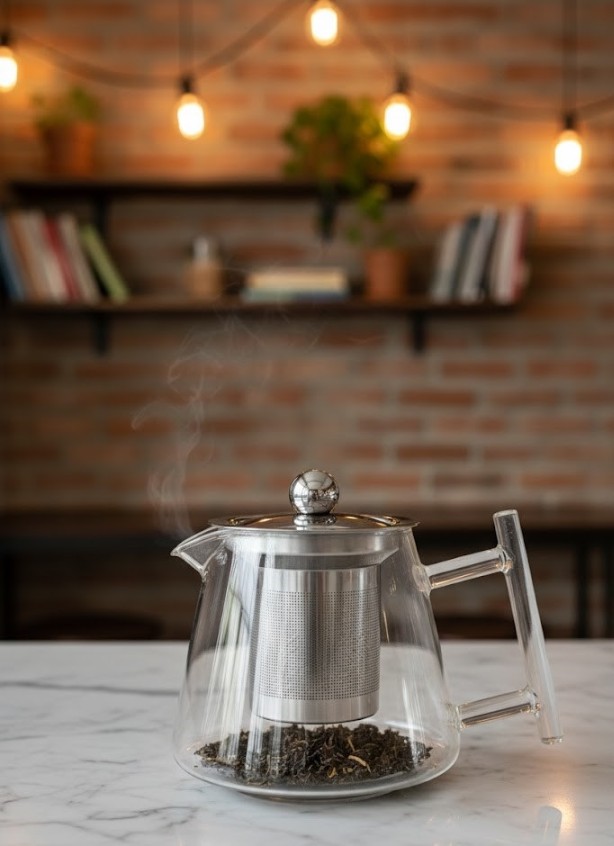 GREEN TEA KETTLE GLASS HANDLE 500ML  22707