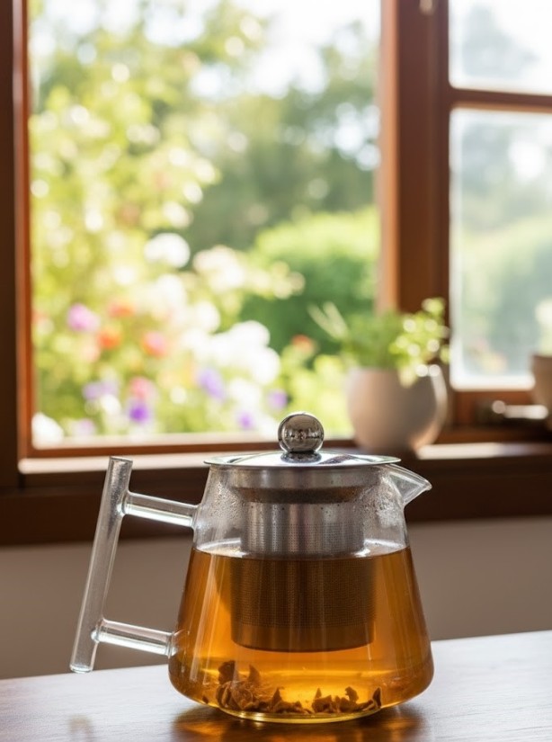 GREEN TEA KETTLE GLASS HANDLE 500ML  22707