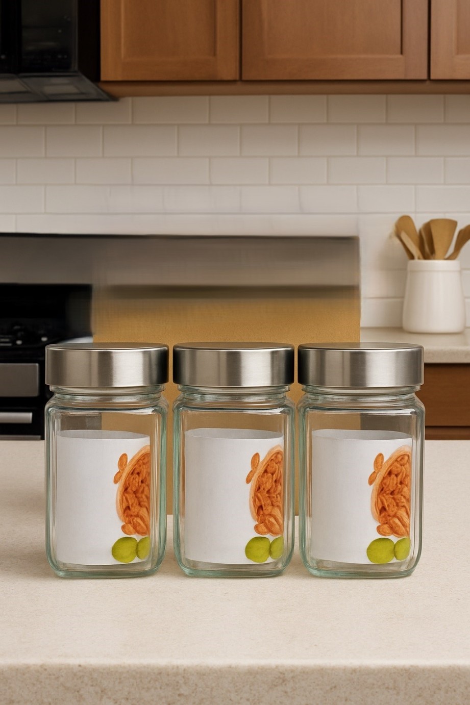 SQAURE  JAR  340ML 3PCS BOX PACK  22848 | H23012-W